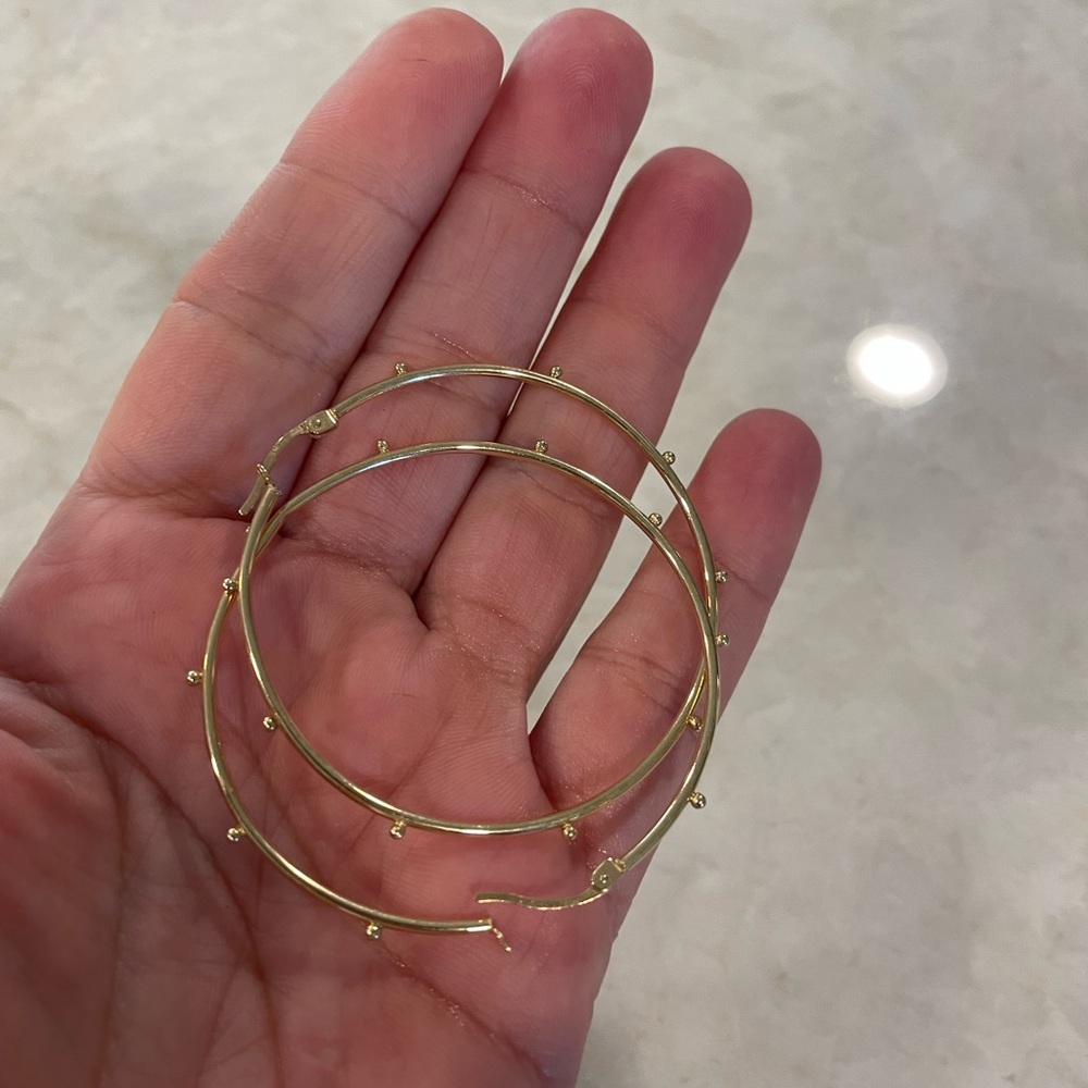 Pair of 14k Gold Hoop Earrings -Saks - Picture 11 of 12